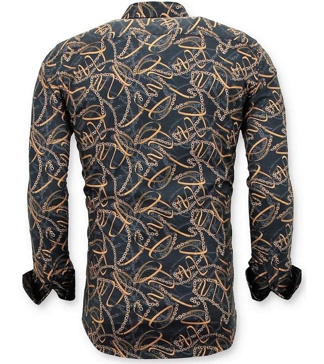 Tony Backer Exklusive Stilvolle Herren Shirt Online - Digital Printing - 3054 - Schwarz