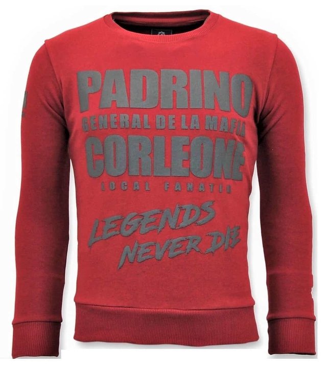 Local Fanatic Tough Men Sweater - Padrino Corleone - Rot