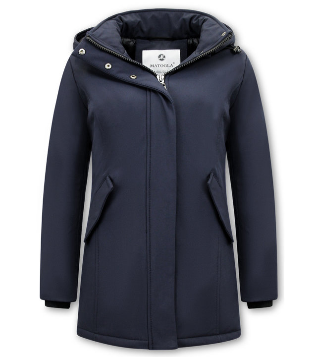 Matogla Damen Wintermantel Parka - Slim Fit - Blau