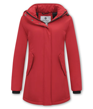 Matogla Damen Wintermantel Parka - Slim Fit - Rot