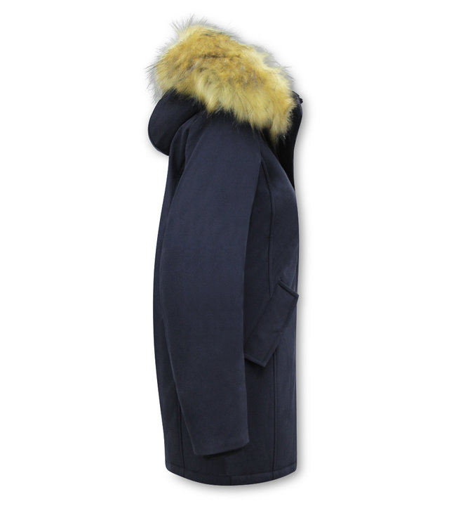 Matogla Damen Winterjacke mit Kunstpelzkragen - Slim Fit - Blau