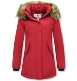 Matogla Damen Winterjacke mit Kunstpelzkragen - Slim Fit - Rot