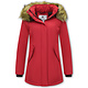 Damen Winterjacke mit Kunstpelzkragen - Slim Fit - Rot