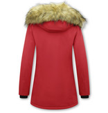 Matogla Damen Winterjacke mit Kunstpelzkragen - Slim Fit - Rot