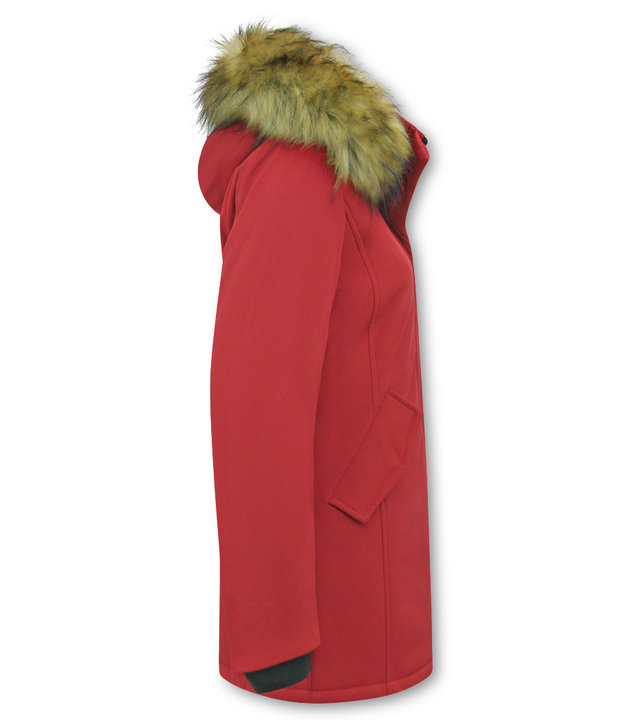 Matogla Damen Winterjacke mit Kunstpelzkragen - Slim Fit - Rot