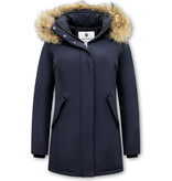 Matogla Damen Winterjacke - Mit Echtpelzkragen - Slim Fit - Blau