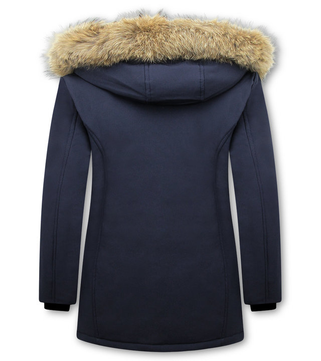 Matogla Damen Winterjacke - Mit Echtpelzkragen - Slim Fit - Blau