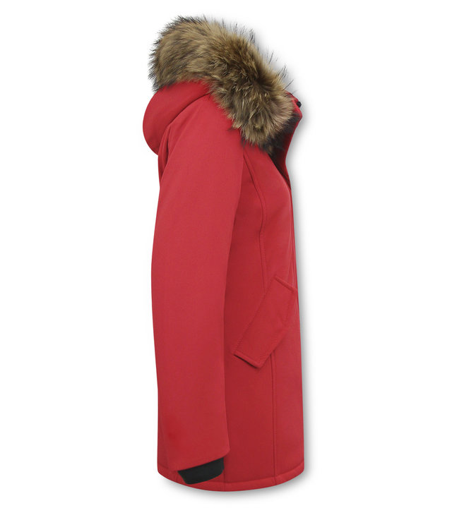 Matogla Damen Winterjacke - Mit Echtpelzkragen - Slim Fit - Rot