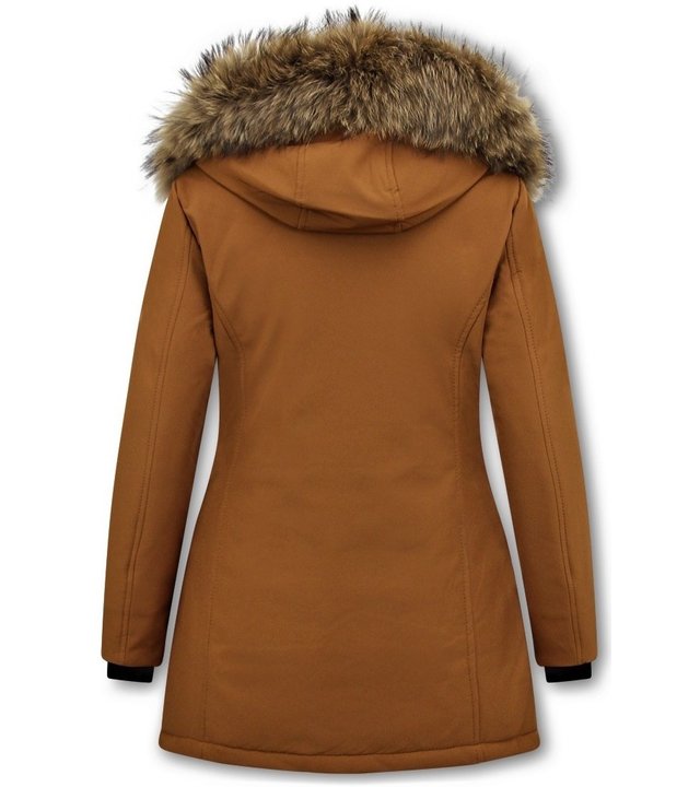 Matogla Damen Winterjacke - Mit Echtpelzkragen - Slim Fit - Braun