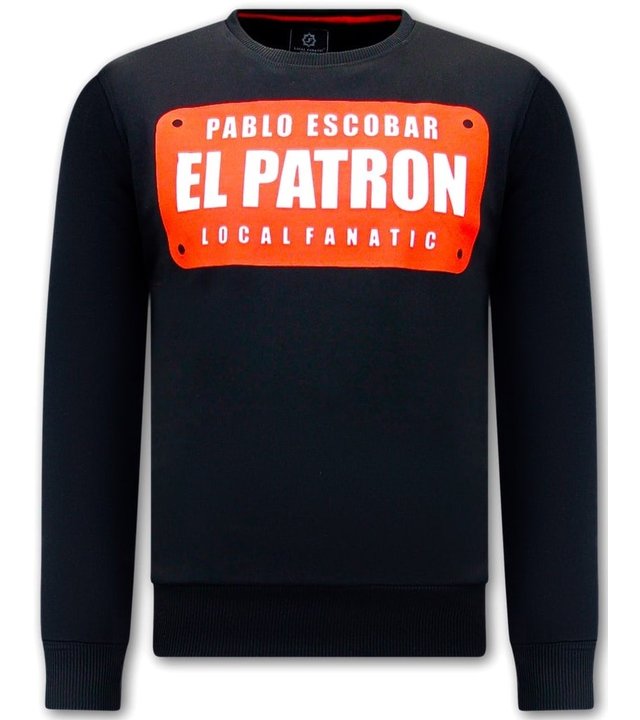 Local Fanatic Herren Sweatshirt  Pablo Escobar EL Patrom - Schwarz