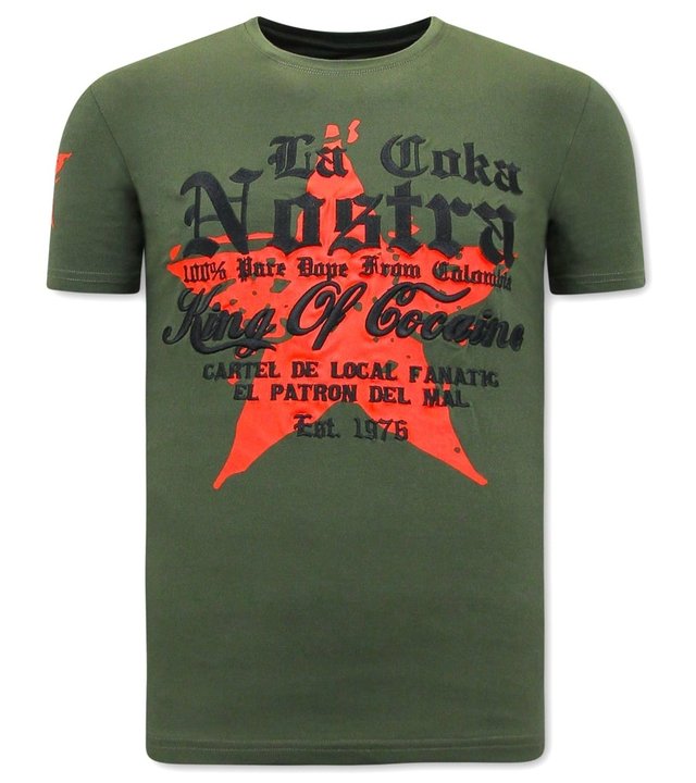 Local Fanatic Herren T Shirts mit print King of Cocaines  - Grün