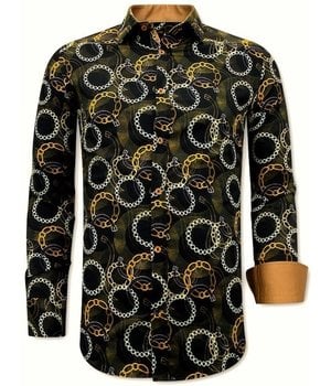 Gentile Bellini Luxus Paisley Hemd Herren - 3078 - Schwarz / Braun