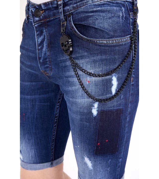 Local Fanatic Kurze Hosen Herren Stretch Mit Farbspritzern - 1020 - Blau