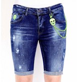 Local Fanatic Shorts Herren Kurz Mit Farbspritzer - 1017 - Blau Local Fanatic Shorts Herren Kurz Mit Farbspritzer - 1017 - Blau