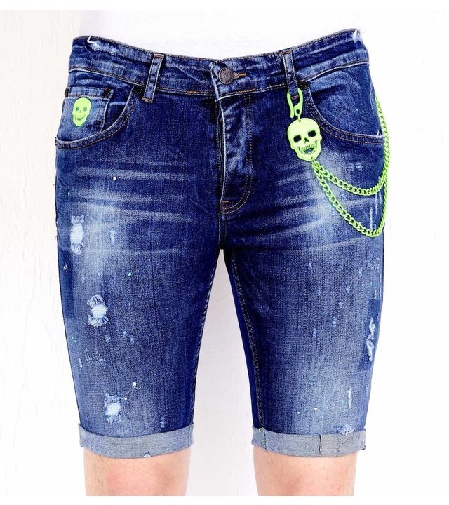 Local Fanatic Shorts Herren Kurz Mit Farbspritzer - 1017 - Blau