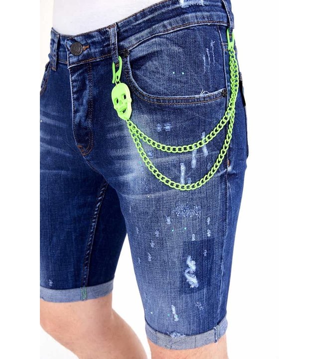 Local Fanatic Shorts Herren Kurz Mit Farbspritzer - 1017 - Blau