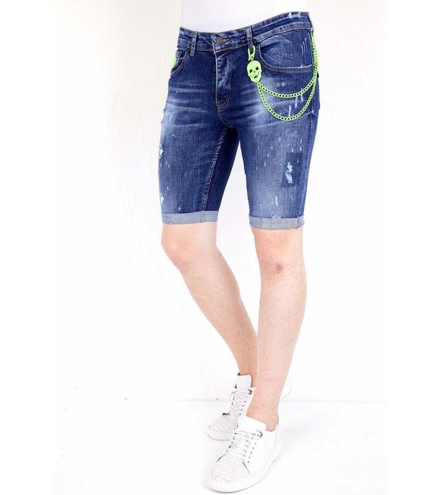 Local Fanatic Shorts Herren Kurz Mit Farbspritzer - 1017 - Blau