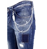 Local Fanatic Skinny Jeans mit Farbspritzer Herren - 1010 - Blau