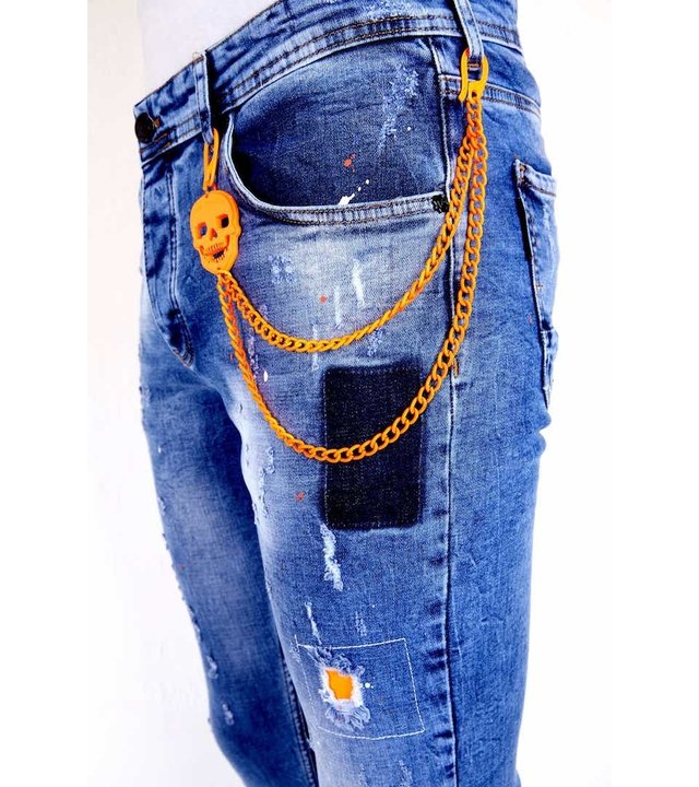 Local Fanatic Herren Jeans mit Farbspritzer  - 1008 - Blau