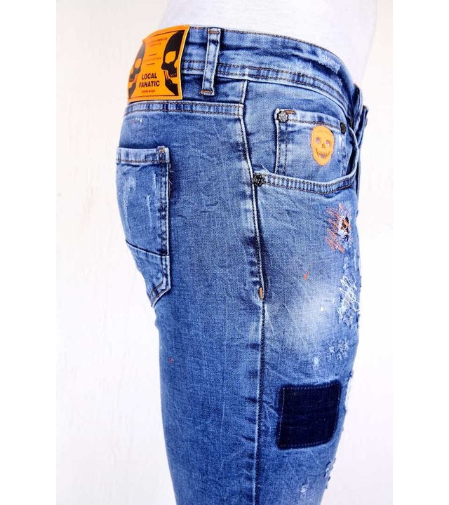Local Fanatic Herren Jeans mit Farbspritzer  - 1008 - Blau