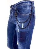 Local Fanatic Luxus Jeans mit Farbspritzern - 1001- Blau