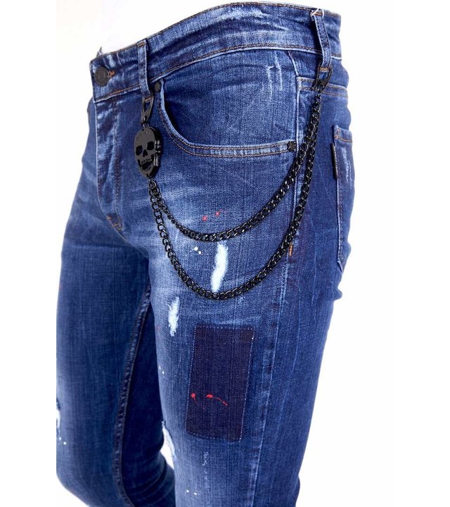 Local Fanatic Luxus Jeans mit Farbspritzern - 1001- Blau