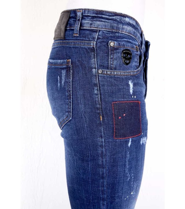 Local Fanatic Luxus Jeans mit Farbspritzern - 1001- Blau