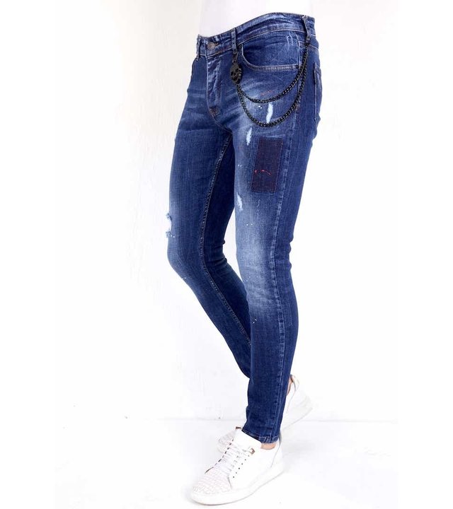 Local Fanatic Luxus Jeans mit Farbspritzern - 1001- Blau