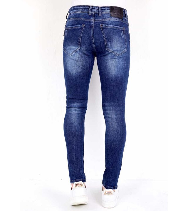 Local Fanatic Luxus Jeans mit Farbspritzern - 1001- Blau