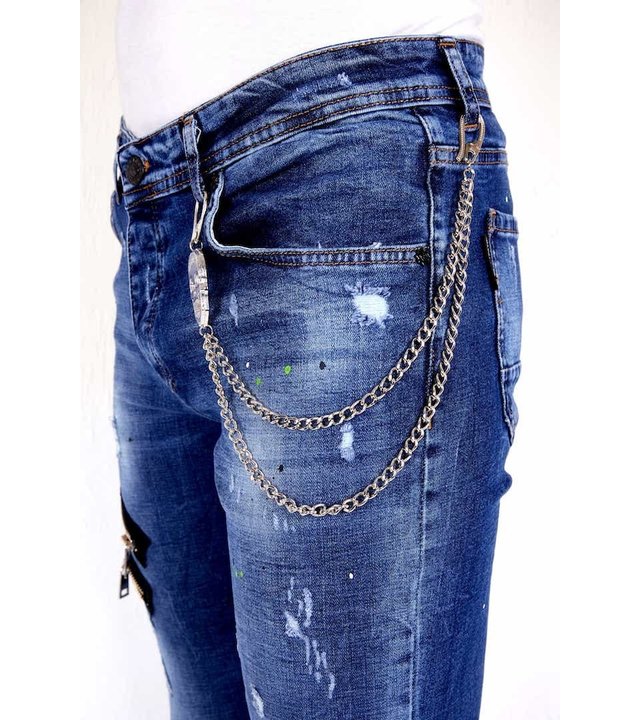 Local Fanatic Luxus Zerrissene Jeans für Männer - 1002 - Blau