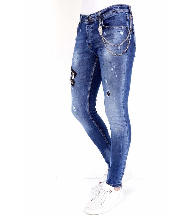 Local Fanatic Luxus Zerrissene Jeans für Männer - 1002 - Blau