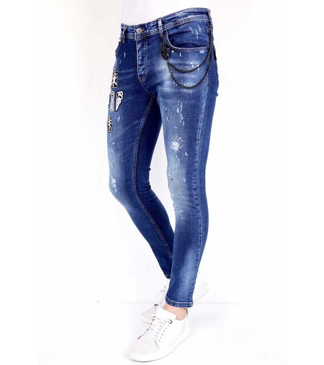 Local Fanatic Luxus Herren Jeans mit Patches - 1004 - Blau
