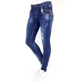 Local Fanatic Luxus Jeans Herren mit Farbspritzern und Nieten - 1025 - Blau