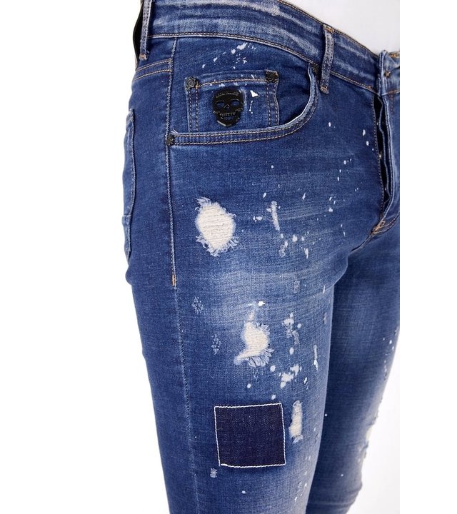 Local Fanatic Luxus Jeans mit Farbspritzer für Männer - 1026 - Blau