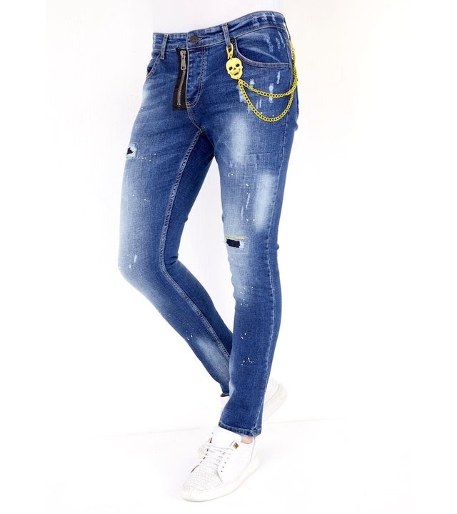 Local Fanatic Luxus Jeans mit Farbspritzer Herren - 1023 - Blau