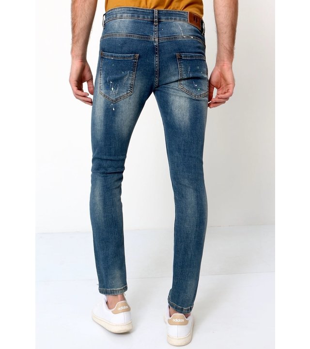 True Rise Destroyed Jeans Herren - D-3092 - Blau