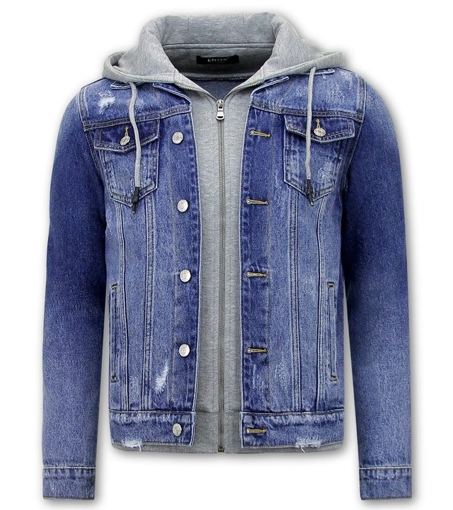 Enos Jeansjacke Mit Kapuze - RJ9106 -  Blau