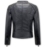 Bludeise Biker Kunstlederjacke Damen - AY109 - Schwarz