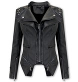 Bludeise Damen Biker Lederjacke - AY156 - Schwarz