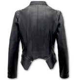 Bludeise Damen Biker Lederjacke - AY156 - Schwarz