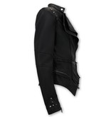 Bludeise Damen Biker Lederjacke - AY156 - Schwarz