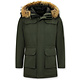 Winterjacke Herren - Parka mit Fellkragen - Grün