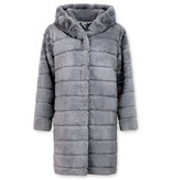 Save Style Langer Winterjacken Frauen Parka - Pelzmantel Damen - Lila