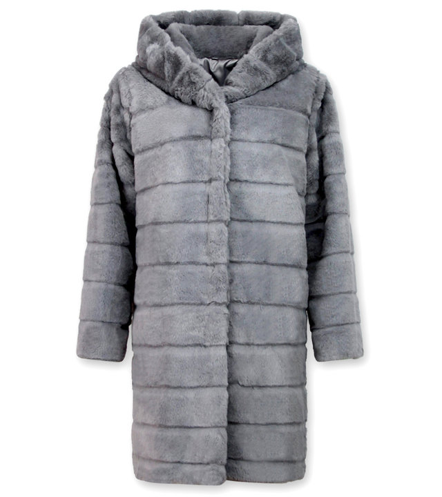 Save Style Langer Winterjacken Frauen Parka - Pelzmantel Damen - Lila