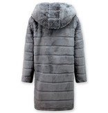 Save Style Langer Winterjacken Frauen Parka - Pelzmantel Damen - Lila