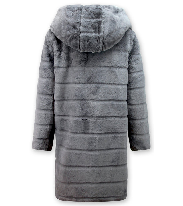 Save Style Langer Winterjacken Frauen Parka - Pelzmantel Damen - Lila