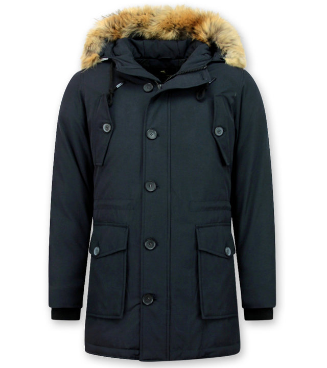 Tony Backer Winterjacken Herren mit Pelz - Parka - Blau