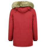 Enos Winterjacke Herren - Parka mit Fellkragen - Rot