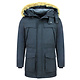 Winterjacke Herren - Parka mit Fellkragen - Blau