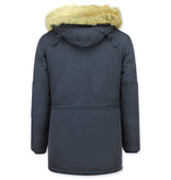 Enos Winterjacke Herren - Parka mit Fellkragen - Blau